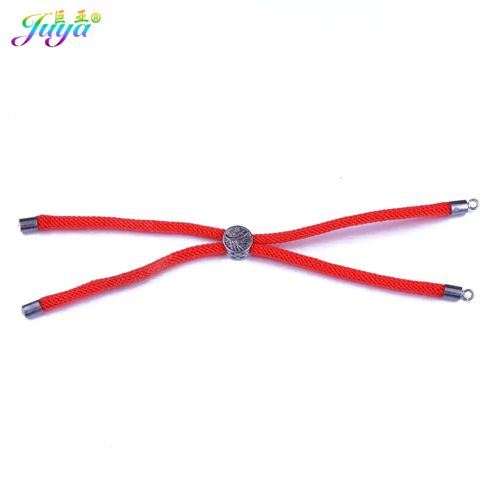 Black Red Juya, 6 цветов, макраме, шнур, нить, веревка, цепь, дерево жизни, слайдер, бусины, регулируемые цепи для женщин, очаровательные браслеты, изготовление - Цвет: Black Red