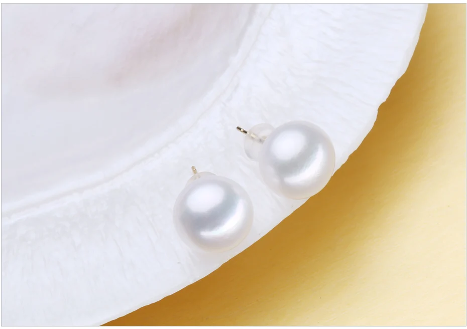 FENASY 18K золотые серьги, жемчужные ювелирные изделия, жемчужные классические 18k желтые золотые серьги-гвоздики для женщин, Подарочная коробка, свадебные серьги для любви