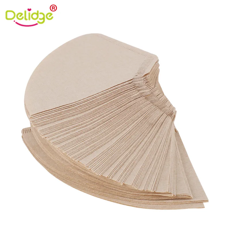 Delidge 100 шт./компл. кофейные фильтрующие бумаги неотбеленные конусы чашки