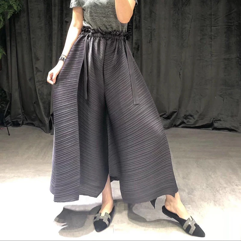 Changpleat 2018 новые женские широкие брюки miяка плиссированные модные дизайнерские