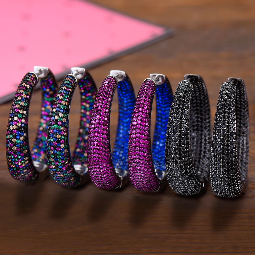 Женские леопардовые серьги GODKI массивные круглые кольца с кубическим цирконом