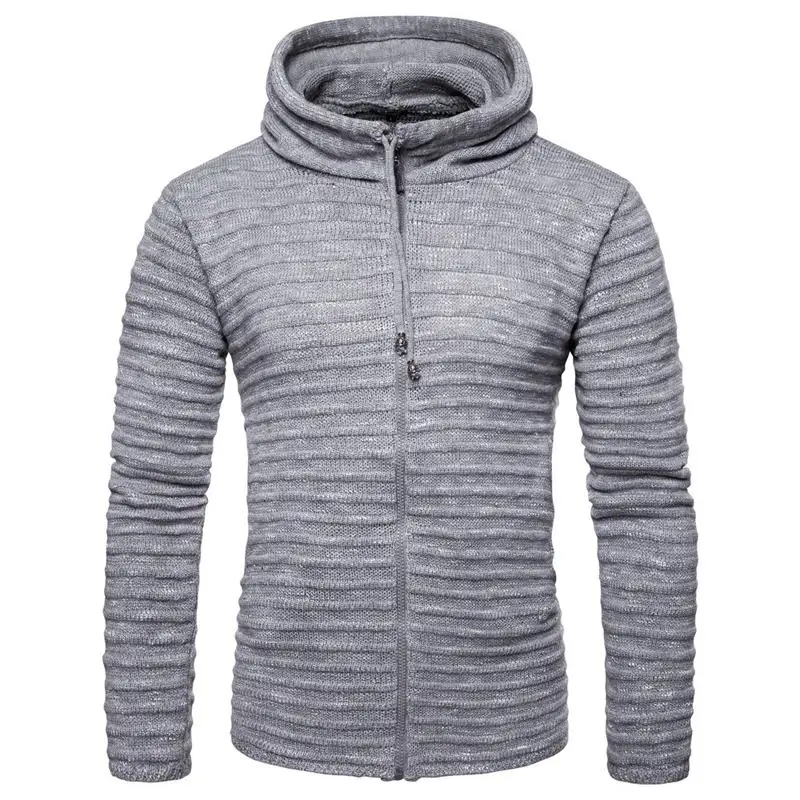 Мужские вязаные свитера на молнии с длинным рукавом повседневные плотные