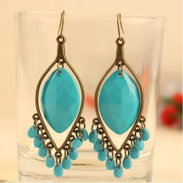 Серьги с кисточками E35 3 цвета синий белый оранжевый цвет|earring hook|earings cuteearings |