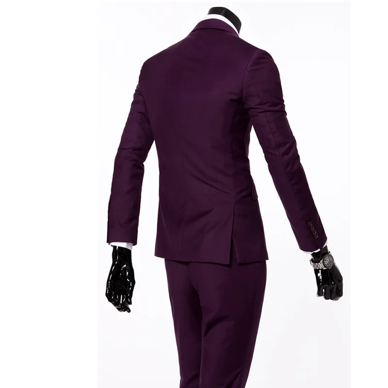2 piece purple Блейзер+ жилет+ брюки) Мужская Свадебная одежда костюм жениха мужской костюм из трех предметов деловой Банкетный мужской костюм плюс размер 6XL Костюмы - Цвет: 2 piece purple