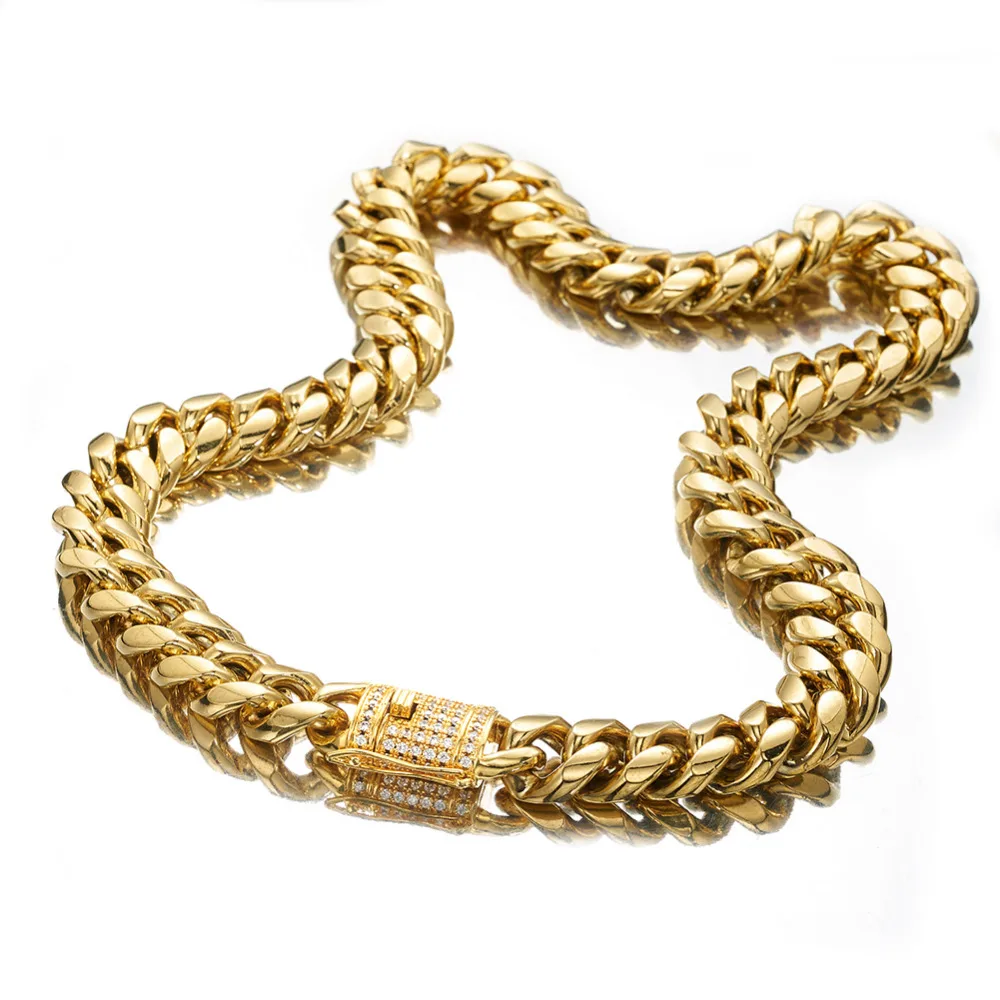 Популярное ожерелье или браслет шириной 16 мм на выбор цепочка Майами золотого