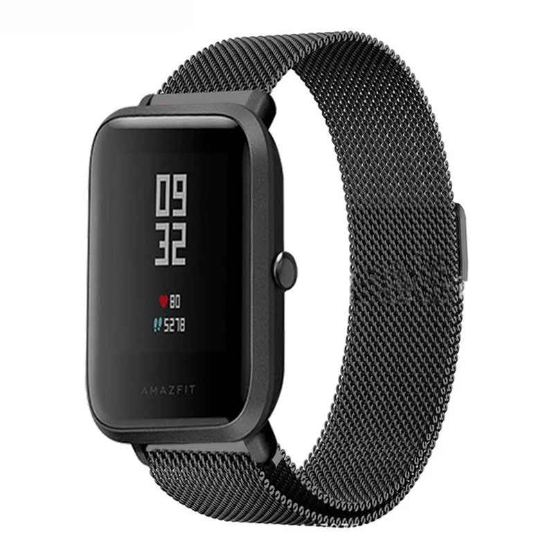 Ремешок для часов для Xiaomi Huami Amazfit ремешок Bip браслет из нержавеющей стали Amazfit gts/gtr 42 мм ремешок магнитная пряжка