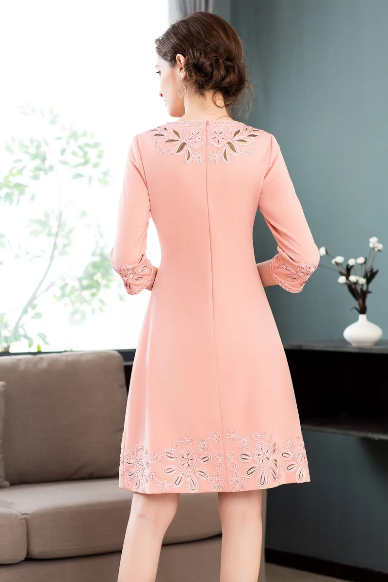 Красное розовое платье Модные Вечерние Платья Vestidos De Festa женское платье с вышивкой и аппликацией дамское тонкое приталенное платье А-силуэта плюс размер