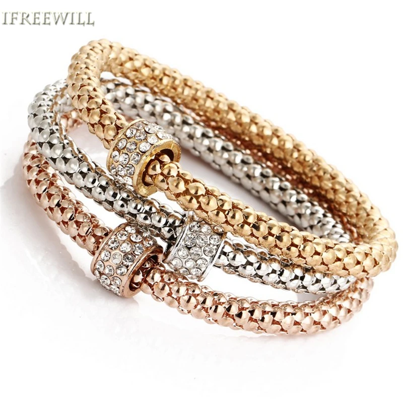 Ifreewill Циркон Металл женщина браслет Мода Стиль три комплекта Цвет золото цвет
