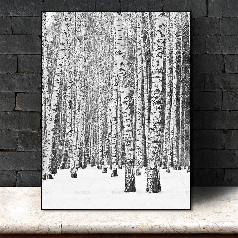 

Wall art Pictures Canvas Painting Prints Tall Trees Forest Nordic Natural Wall Pictures Living Room Art Decoration No Frame