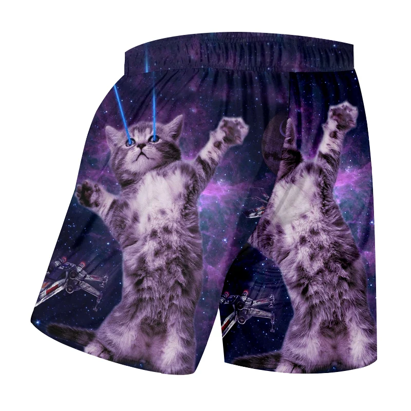 Шорты пляжные OGKB мужские популярные спортивные с 3D принтом звездного неба кота