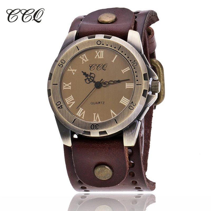 CCQ Марка Винтаж Reloj Hombre Телячья Кожа Мужчины Наручные Часы Случайный Роскошный