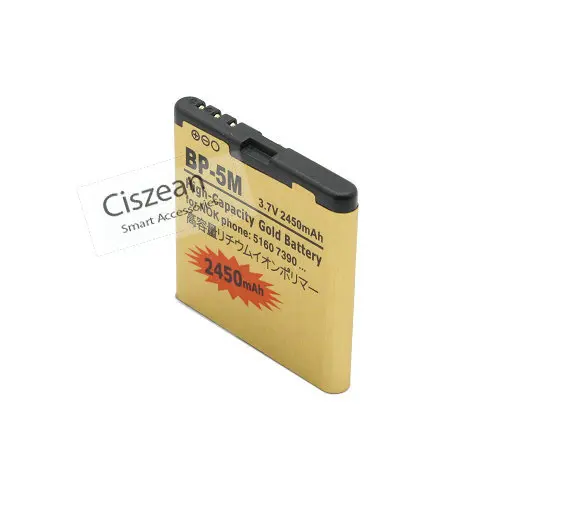 Ciszean 1x BP-5M BP5M BP 5 м Золото Замена Батарея для Nokia 7390 5610XM 5611XM 5700 6220C 6500S 7379 2450 мА/ч +