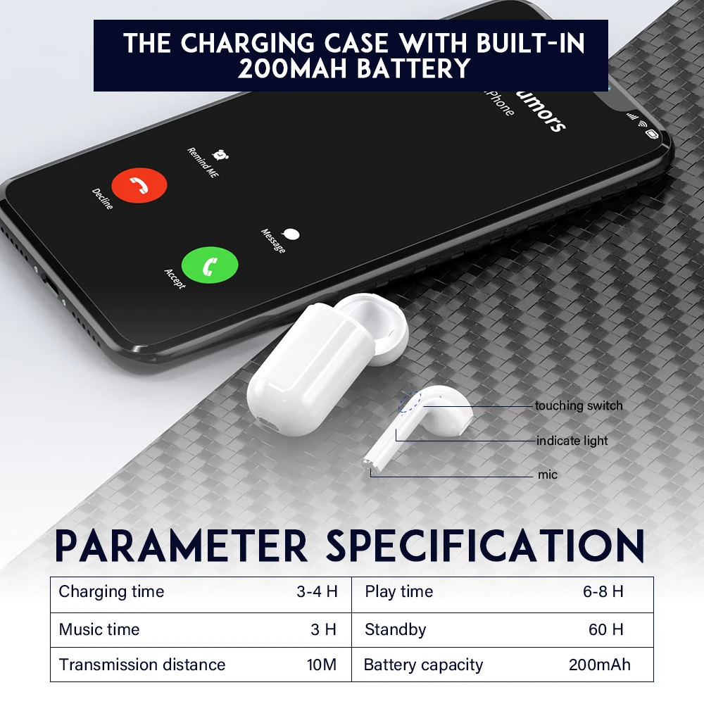 DACOM мини беспроводные наушники один Bluetooth 5 0 гарнитура с сенсорным управлением Hands