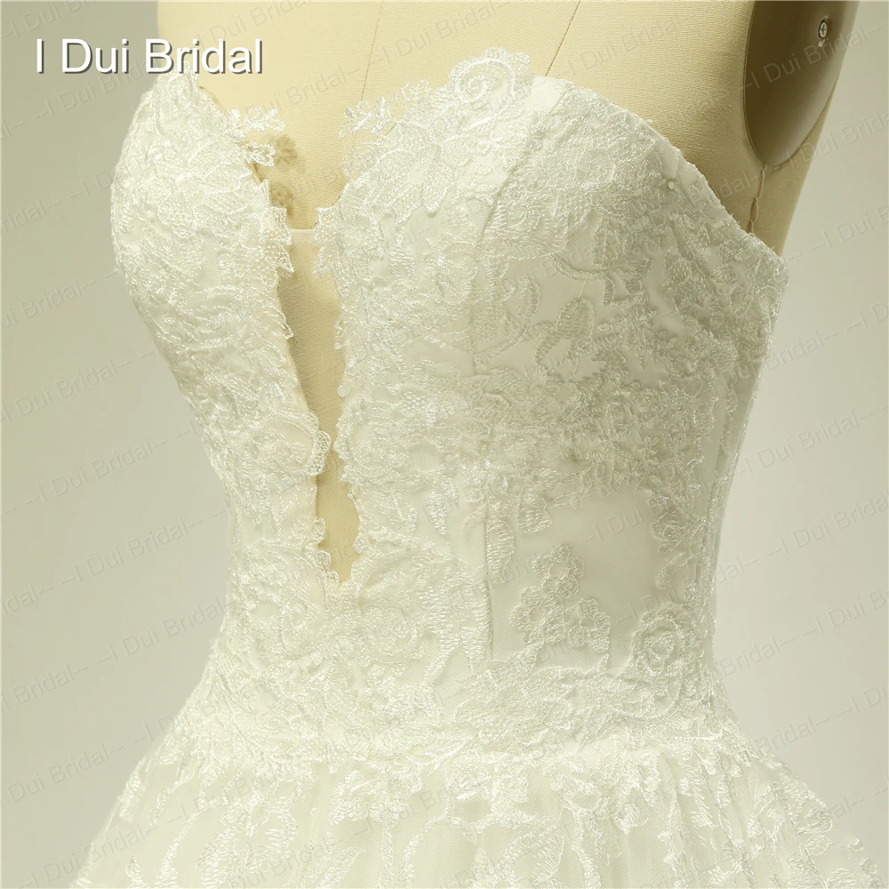 Милое бальное платье кружевные свадебные платья со шлейфом для часовни Иллюзия