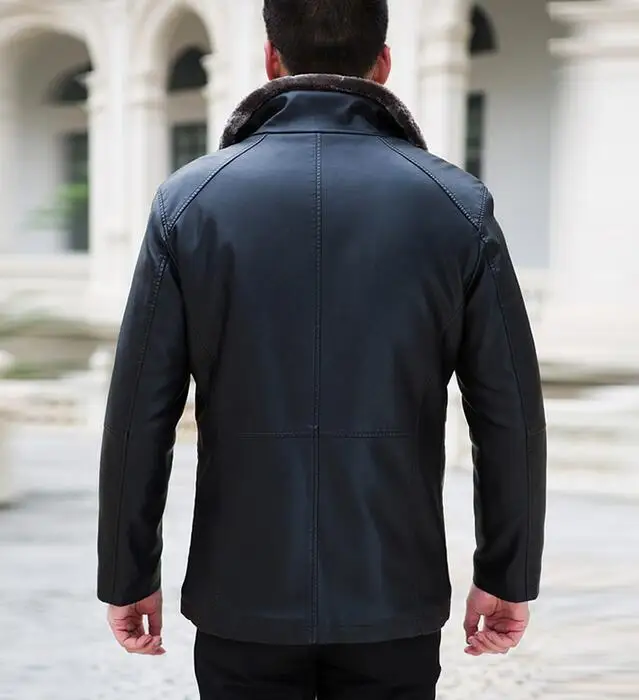 Лидер продаж/Зимняя Мужская Новая мода меховые Длинные Плюшевые кожаные куртки