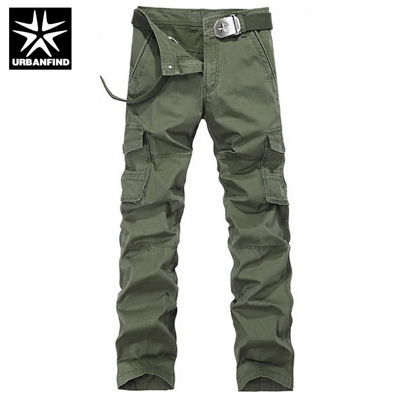 URBANFIND Men Casual Cargo Trousers Big Size 29-38 Man Military Baggy Pants Army Green / Khaki Black no belt | Мужская одежда