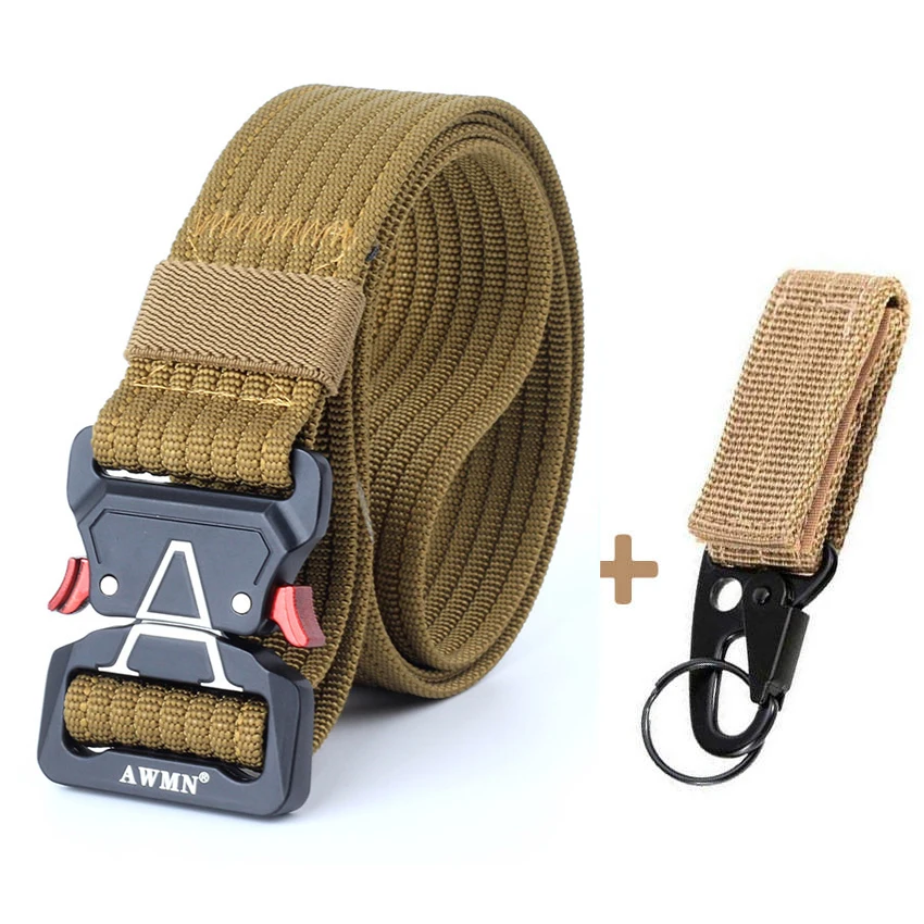 Brown Belt Match Холщовый военный ремень мужские тактические дизайнерские ремни для джинсов брюки Повседневный нейлоновый черный длинный поясной ремень быстросъемный ремень Кобра - Цвет: Brown Belt Match
