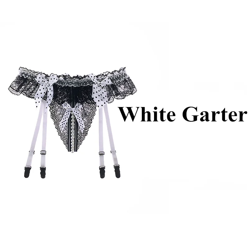 White Garter Кружевные чулки до бедра, Эротическое нижнее белье, сексуальные колготки с подвязками, прозрачные чулки с поясом+ длинные чулки, женские сексуальные Чулочные изделия - Цвет: White Garter