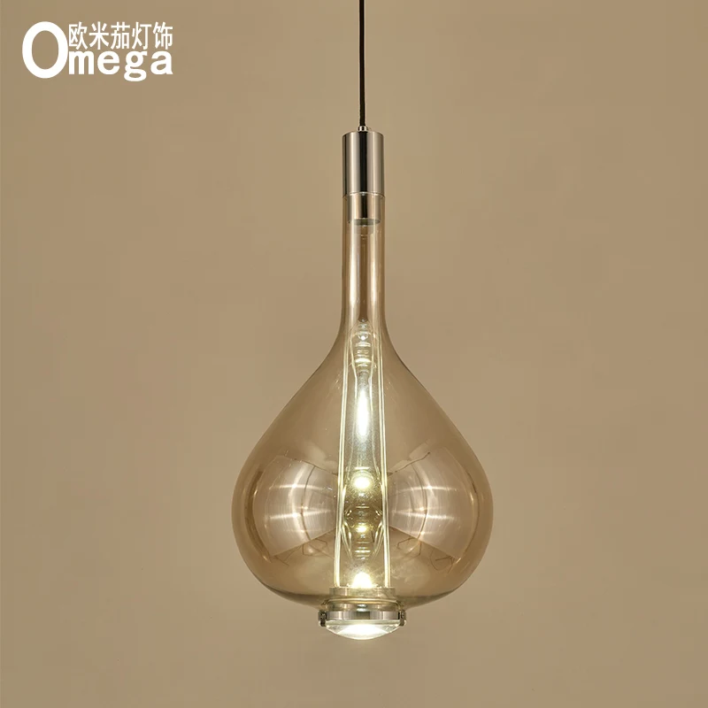 Nordic post-modern glass chandelier bedroom bedside restaurant bar store showroom aisle single head small | Лампы и освещение