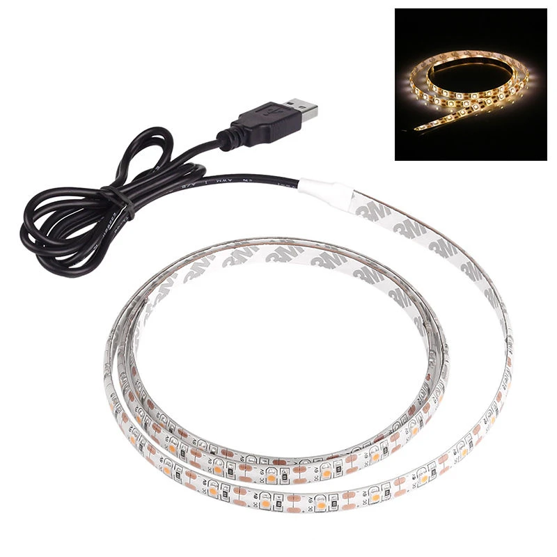 RGB SMD 3528 DC5V USB Светодиодная лента 50 см 1 м 2 3 4 5 клейкая Гибкая световая лампа ТВ