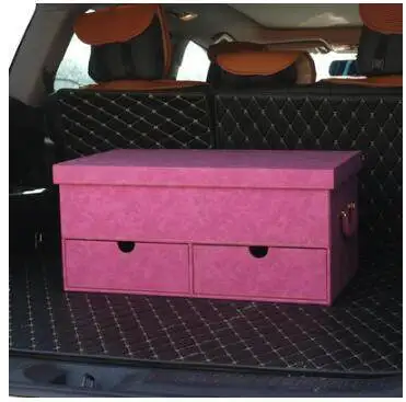 pink Высококлассный автомобильный органайзер для багажника, автомобильный ящик для хранения, чехол для багажника автомобиля - Название цвета: pink