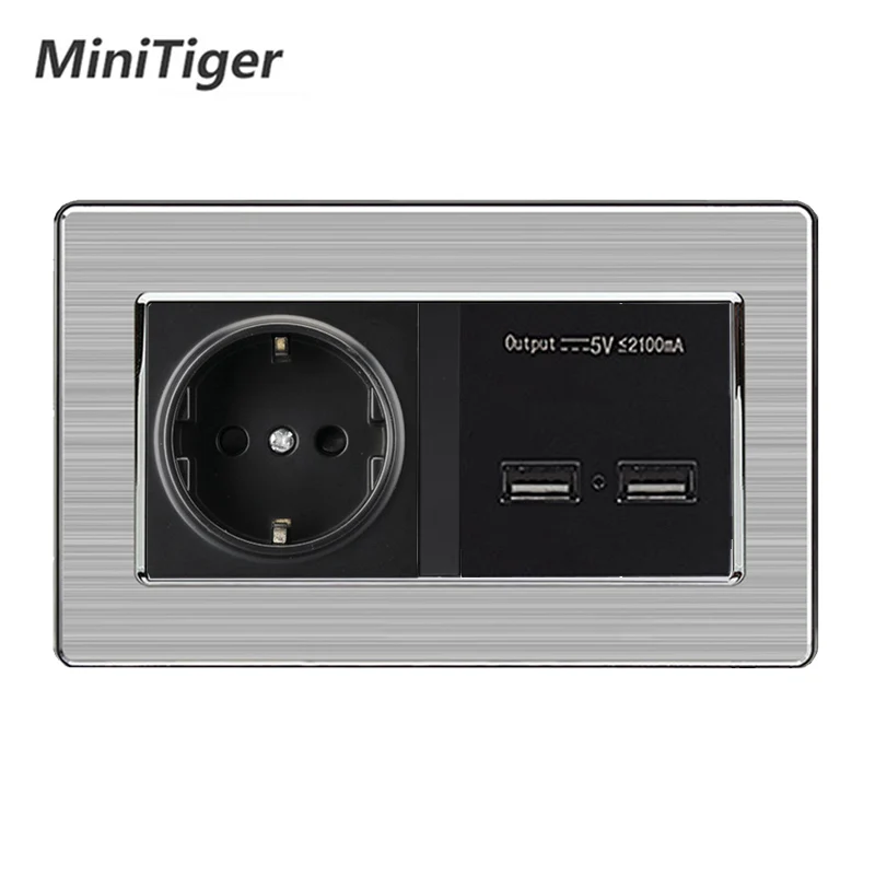 Minitiger EU стандартная настенная розетка с двойным USB интеллектуальным Индукционным