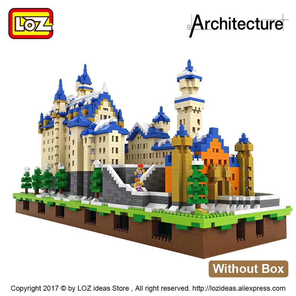 Without Box LOZ Алмазные архитектурные блоки игрушки Schloss Neuschwanstein замок Модель Лебедь камень замок из кубиков Строительный набор кирпичи 9049 - Цвет: Without Box