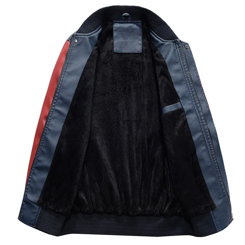 Мужская Флисовая теплая ветровка зимняя куртка из искусственной кожи пальто