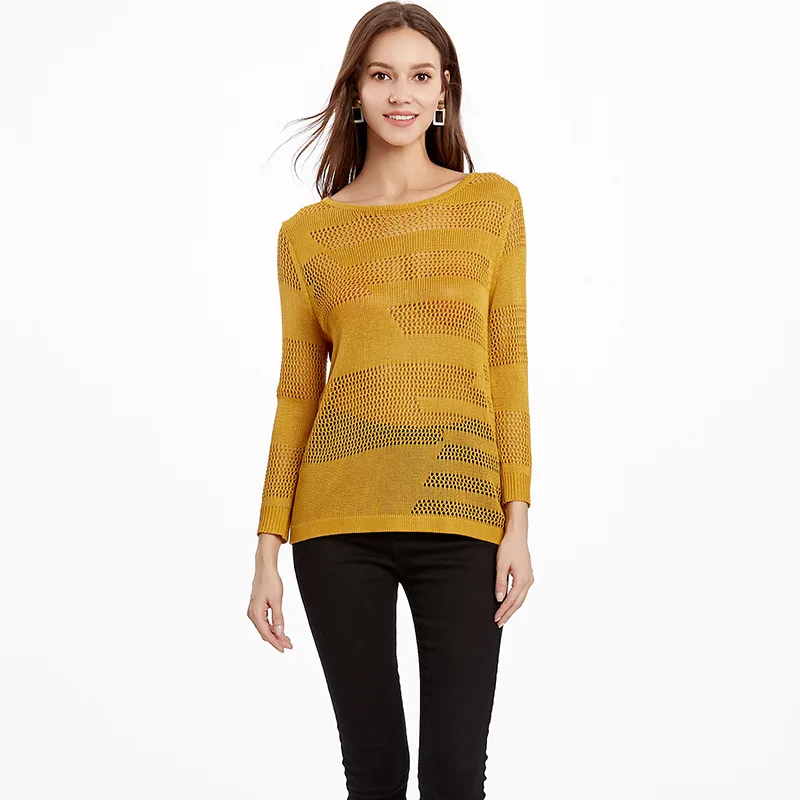 Джемпер Акция 2019 Весна и лето новый сексуальный полый пуловер свитер чистый цвет