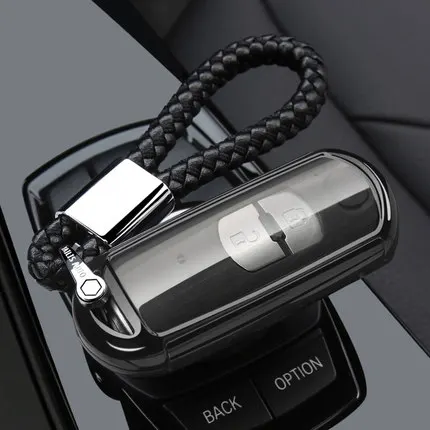 black with keychain TPU Car key fob cover case protect for Mazda 2 mazda 3 mazda 5 mazda 6 CX-3 CX-4 CX-5 CX-7 CX-9 Atenza Axela MX5 Car styling - Название цвета: black with keychain
