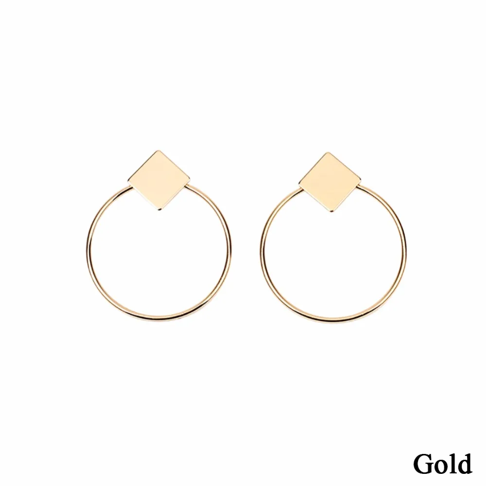 1 пара геометрических квадратных круглых колец серьги гвоздики с золотым и