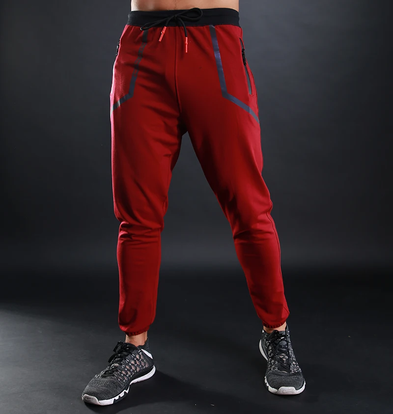 LANTECH Длинные мужские брюки Jogger Фитнес упражнения эластичные узкие брюки модные повседневные Карманные молнии для мужчин
