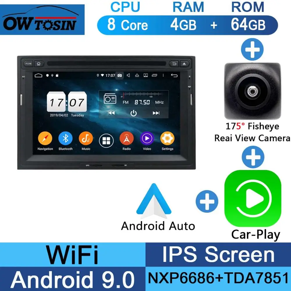 Fisheye Carplay n A " ips 8Core 4G+ 64G Android9.0 автомобильный dvd-плеер для peugeot PG 3008 5008 Partner/Citroen Berlingo DSP радио gps Parrot BT ADAS - Цвет: Fisheye Carplay n A