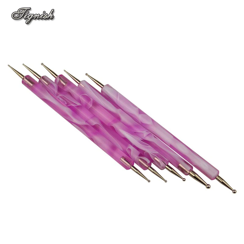 Tignish 5 шт. 2 способа фиолетовый синий для ногтей УФ-Гель-лак ручка очистки живопись
