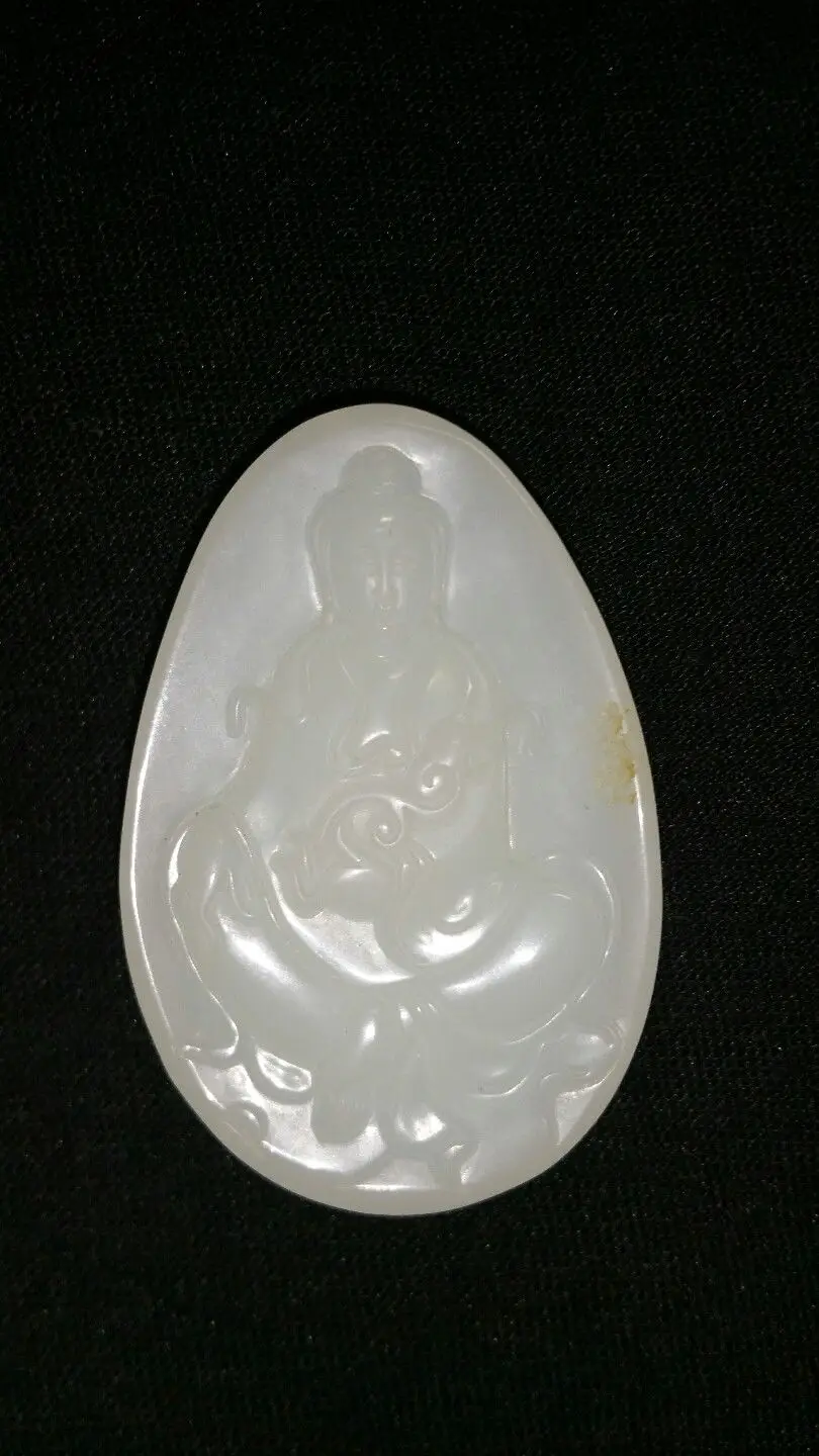 100% натуральный нефритовый красивый кулон Гуань Инь | Украшения и аксессуары