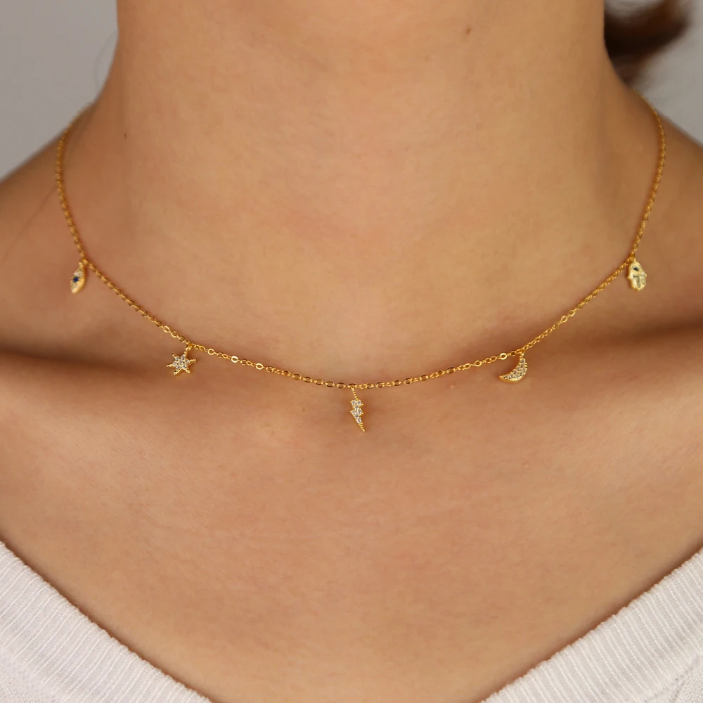 Минимальное нежное милое ожерелье-чокер из стерлингового серебра 925 пробы