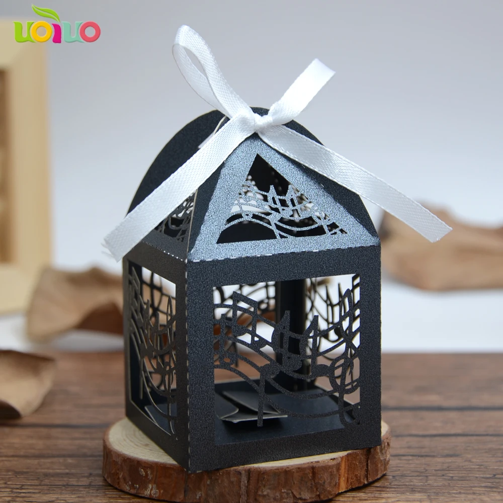 Жемчуг лазерной резки бумажная музыкальная нота, черная коробка для упаковки конфет, популярная Сувенирная Коробка с индивидуальным дизайном