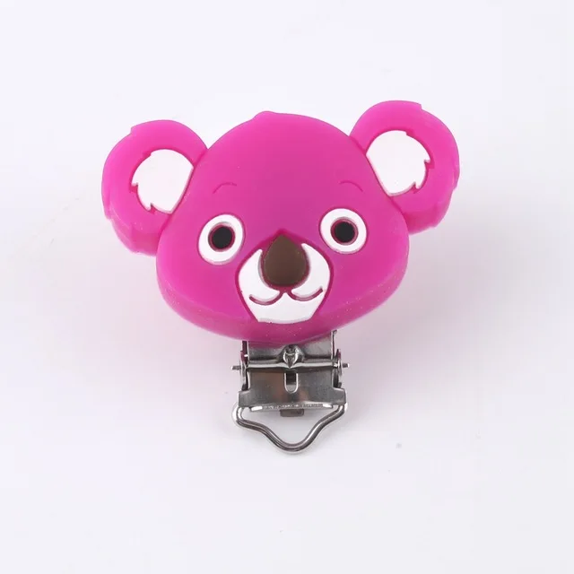 Пищевая силиконовая Милая Мини-пустышка Koala, зажим для пустышки, силиконовая прорезыватель, аксессуары, ниппель для клипа, сделай сам, для пустышки, цепочка, детские товары - Цвет: rese