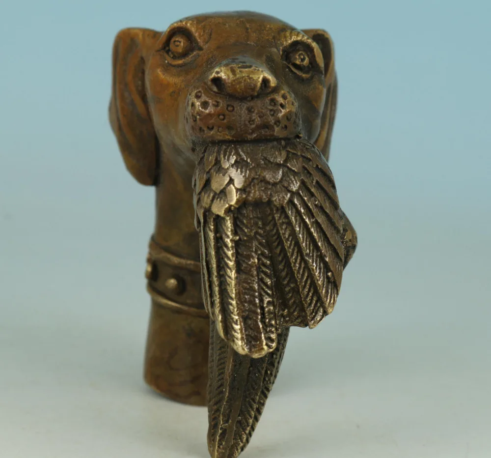 Superb China Old Handwork Bronze Dragon Statue Cane Head Walking Stick