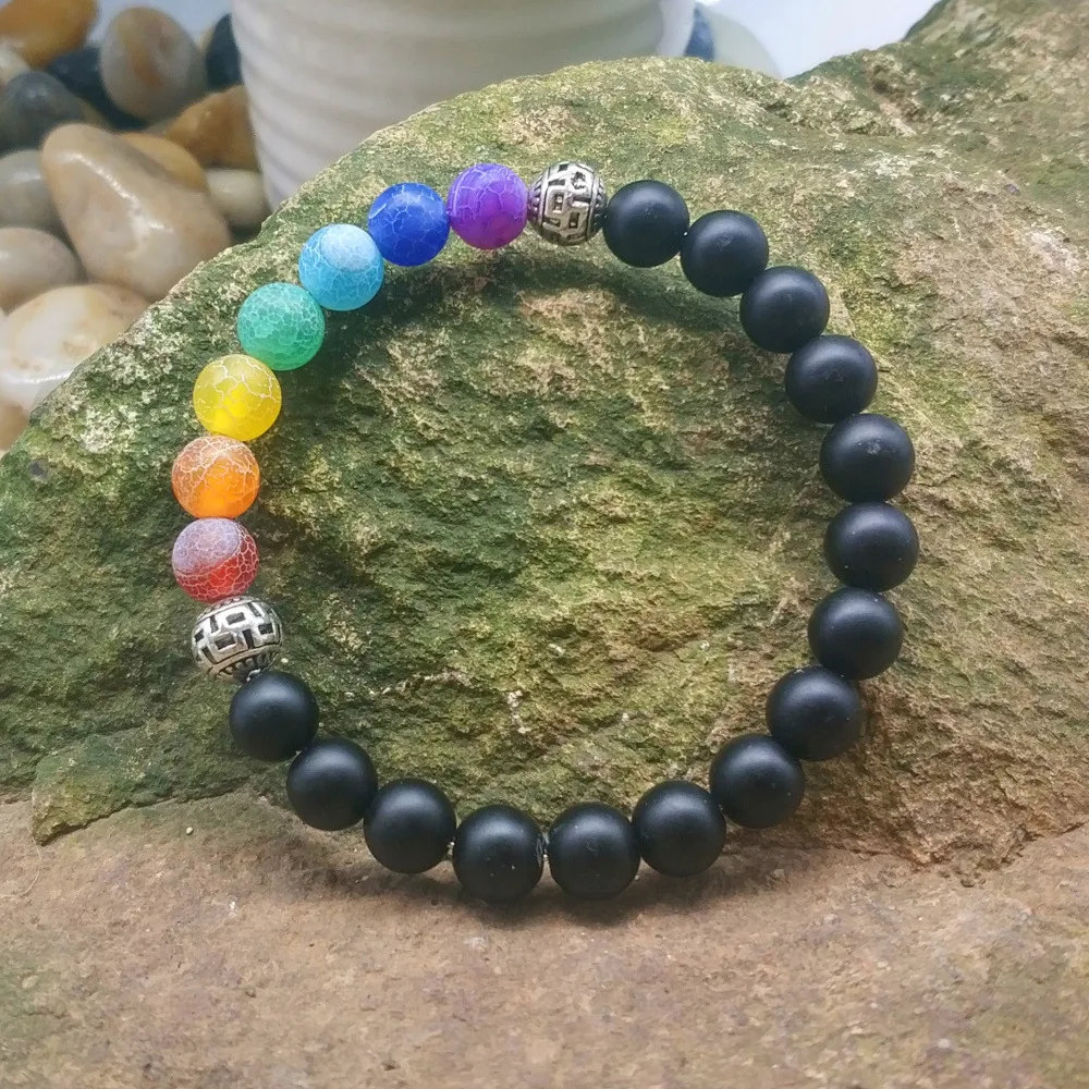 7 Чакра Состаренный камень исцеляющий баланс бусины рейки Будда молитва 8 мм Лава