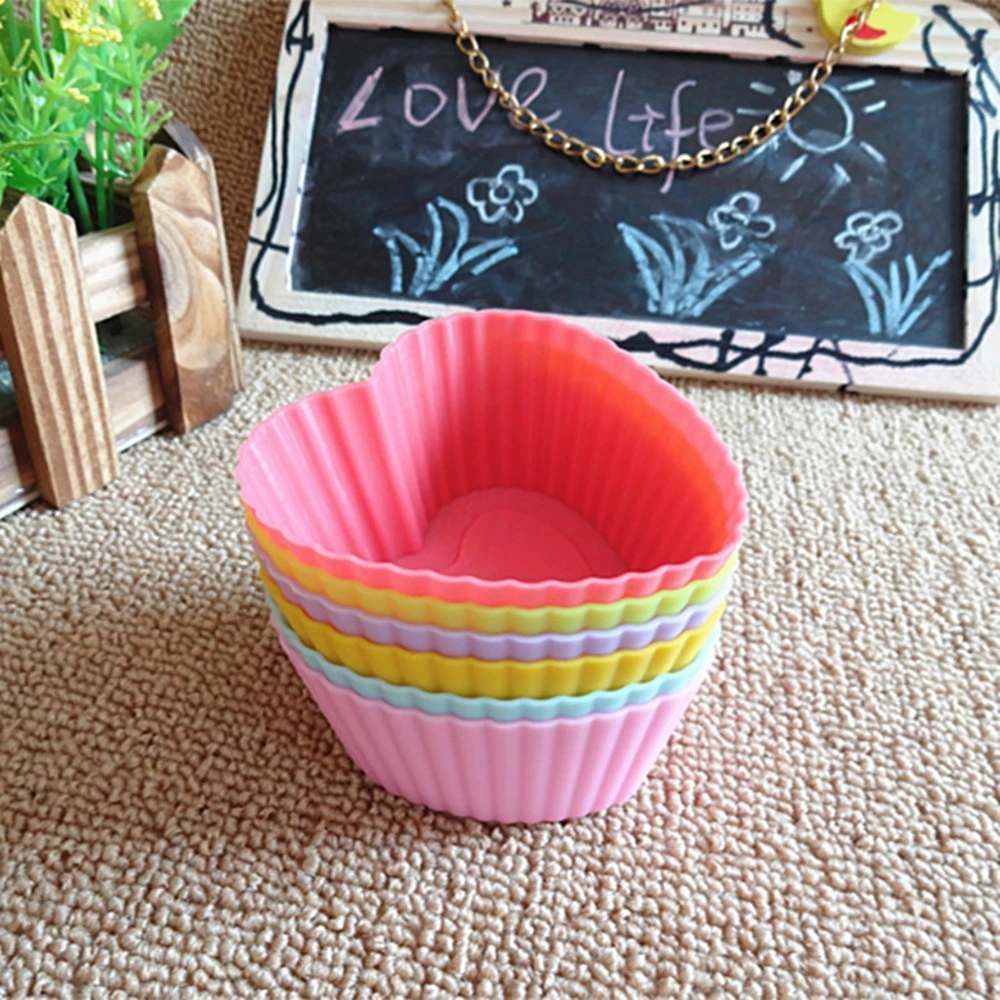 6 шт./лот форма для капкейков 7 см Кухонное ремесло цветные силиконовые чехлы