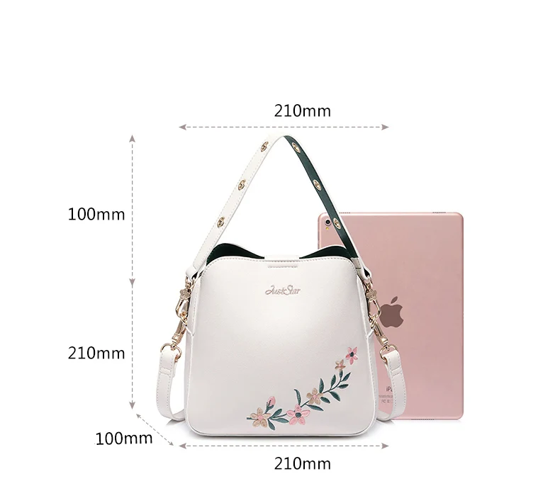 Женские кожаные сумки JUST STAR женская модная сумка на плечо с вышитыми цветами