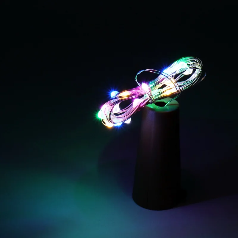Multicolor 20LED медная проволока струнный светильник с пробка для бутылок для стекла ремесло Волшебные украшения на День святого Валентина, свадьбу лампа бар рождественские Вечерние - Цвет: Multicolor