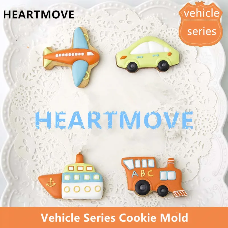 4 шт./лот автомобиль самолет поезд корабль 3D нержавеющая сталь печенье резак торт