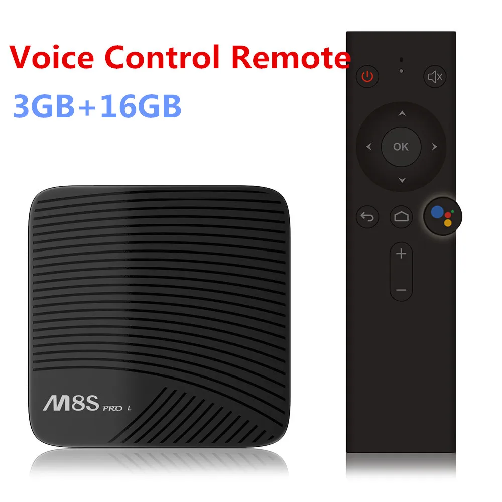 Voice Control 3G 16G Mecool M8S PRO L ТВ-приставка Android 7,1 смарт-приставка Amlogic S912 Cortex-A53 процессор Bluetooth 4K голосовой пульт дистанционного управления PK X96 Mini - Цвет: Voice Control 3G 16G