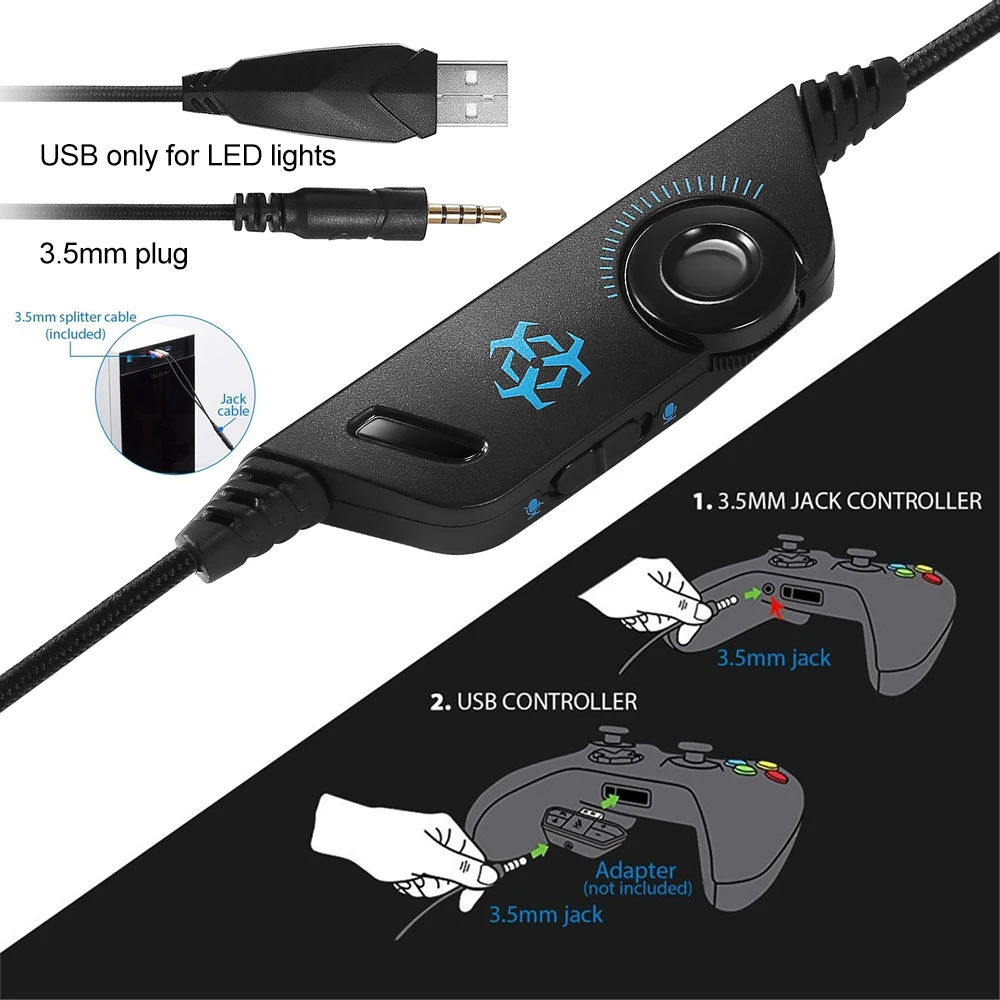 Hunterspider V1 игровая гарнитура наушники проводной пульт управления с микрофоном светодиодный свет шлем Gamer гарнитура для ПК PS4 Xbox One