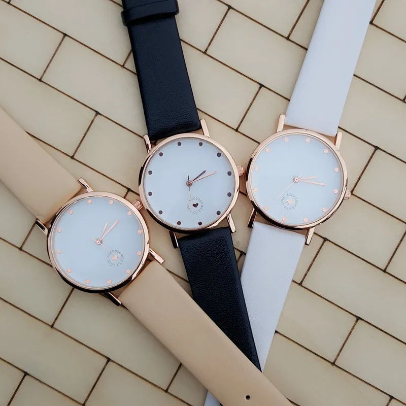 Для женщин часы новинка 2016 года Интимные аксессуары любить бежевый кожаный