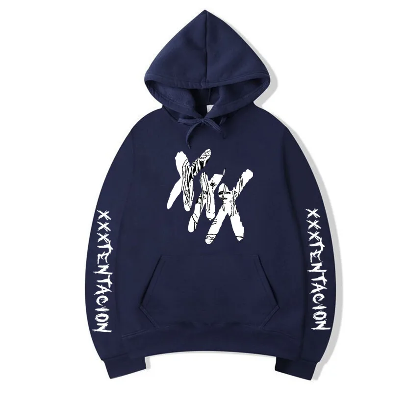 Navy blue 29 XXXTentacion толстовки для мужчин/женщин Повседневный пуловер уличная Толстовка Sudadera Hombre Harajuku Мужской капюшон Crewneck 3XL - Цвет: Navy blue 29