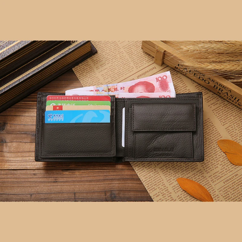100% кошелек из натуральной кожи модный короткий Мужской повседневные однотонные