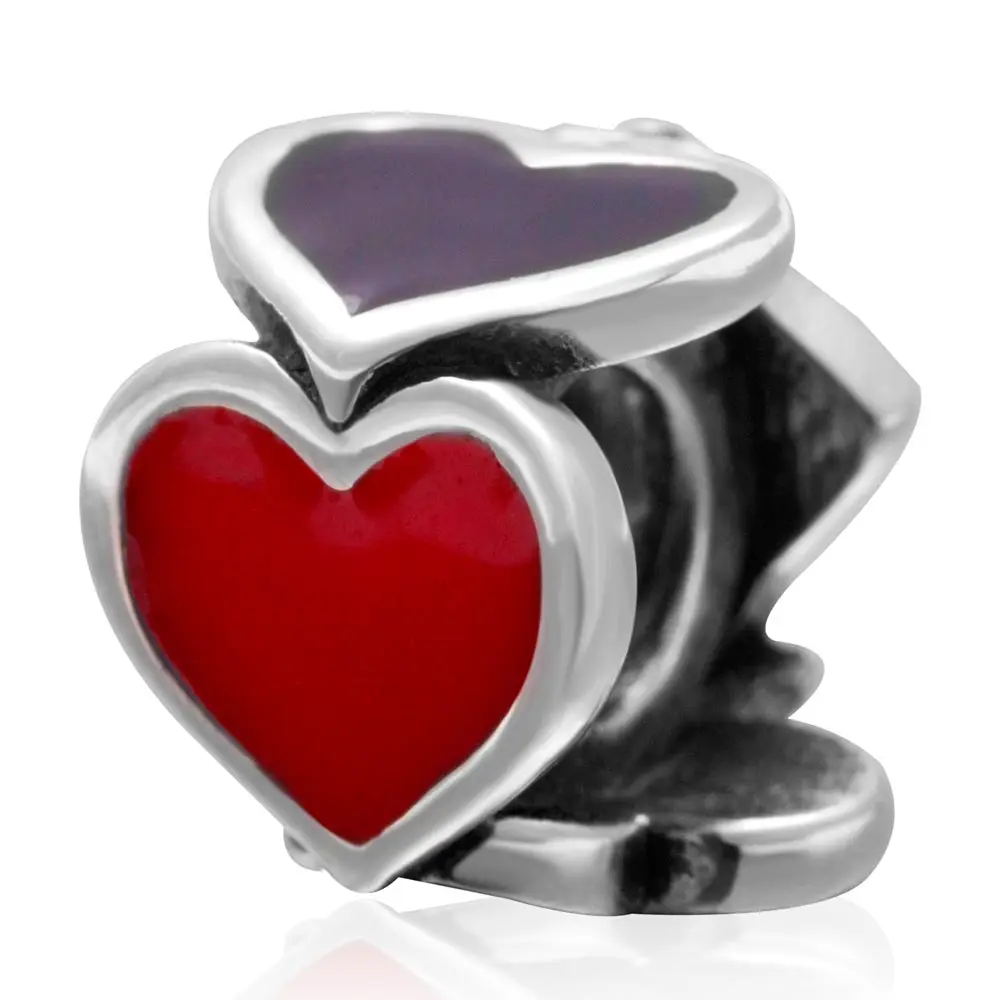 Мода в Исходном Стерлингового Серебра 925 цветы Бисер эмаль сердце подвески из